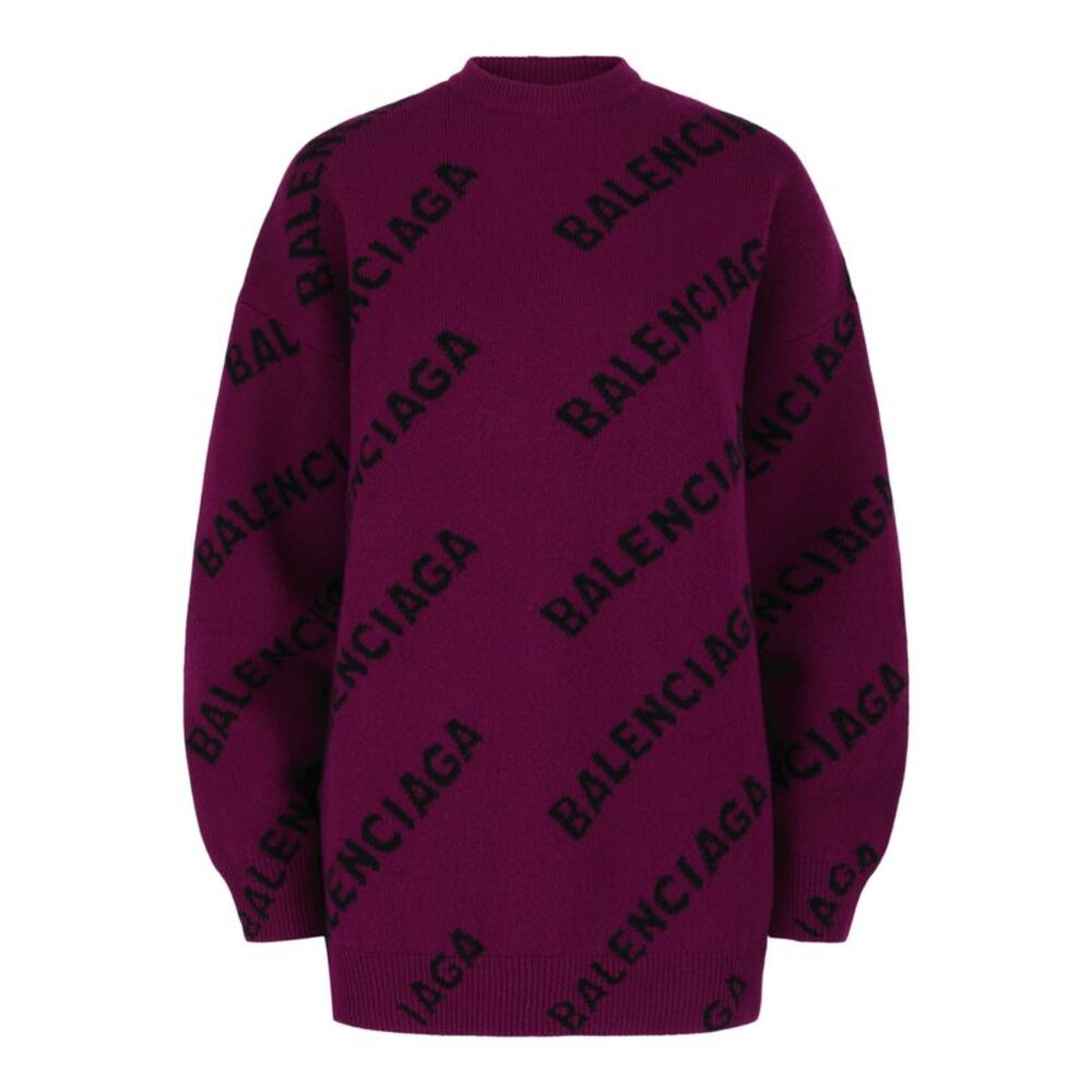 Balenciaga Allover Logo Knit Sweater Multi Womens